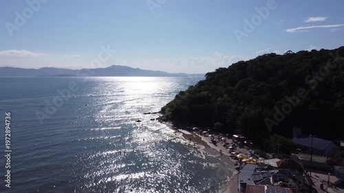 Aerial images of Ponta das Canas in Florianopolis on a beautiful sunny day