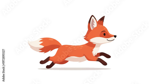 Cartoon Fox Running Fast Outdoors Freely.