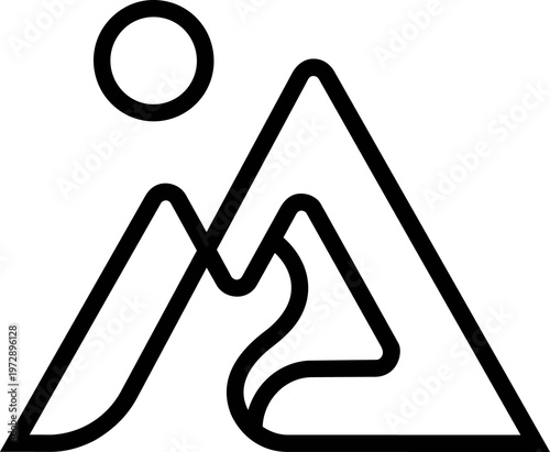 Minimalist mountain landscape icon.