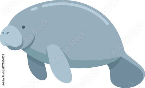 Cute cartoon manatee illustration animal.