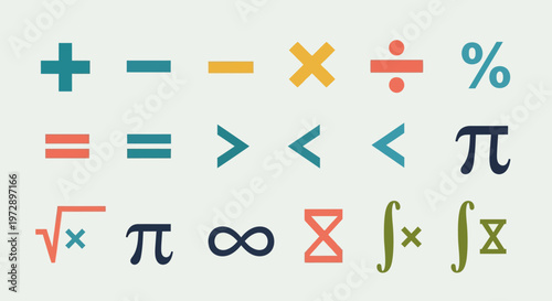 Mathematics Symbols Signs Icons Set.