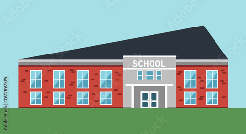 School Building Architecture Red Brick.