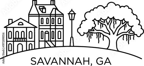Savannah Georgia city illustration.