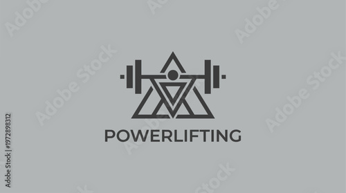 Powerlifting logo with geometric shapes.