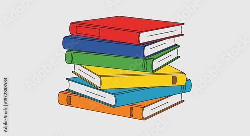 Stack of Colorful Books Together.
