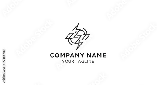 A simple logo design template with lightning bolt and company name placeholder.