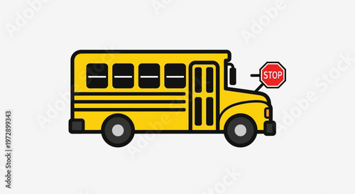 Yellow School Bus Cartoon Vehicle.