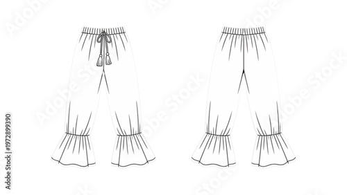 Four stylized illustrations of people wearing traditional dresses and hats