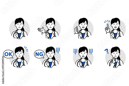 女性医師のアイコンセット