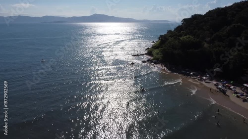 Aerial images of Ponta das Canas in Florianopolis on a beautiful sunny day