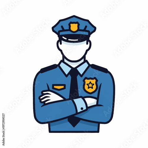 Police Officer in Uniform with Arms Crossed.