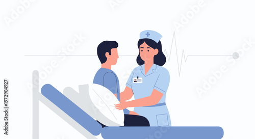 Nurse Caring for Patient in Hospital Bed, Medical Care and Healthcare Concept