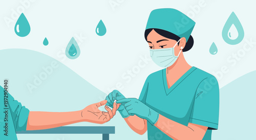 Nurse checking blood sugar level with glucometer, healthcare and diabetes concept