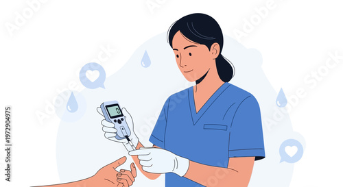 Nurse checking blood sugar level with glucose meter, diabetes test, medical care concept