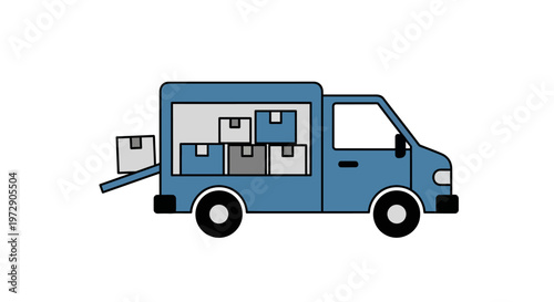 Blue Delivery Moving Truck Vehicle.