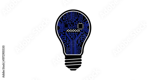 Blue Light Bulb With Circuit.