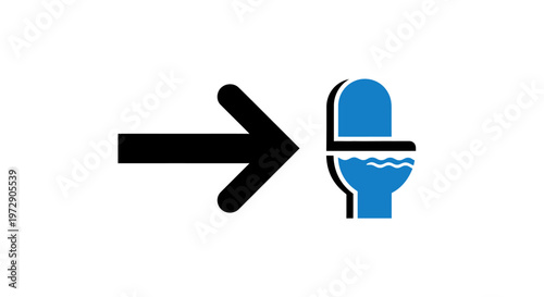 Blue microphone with arrow.