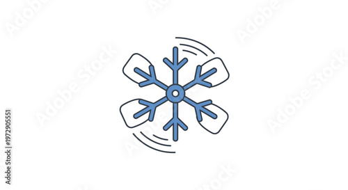 Blue Snowflake Winter Weather Symbol.