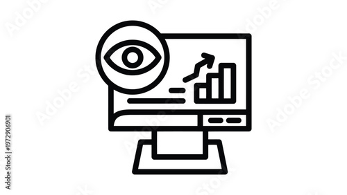 Digital surveillance eye monitoring computer analytics dashboard Vector