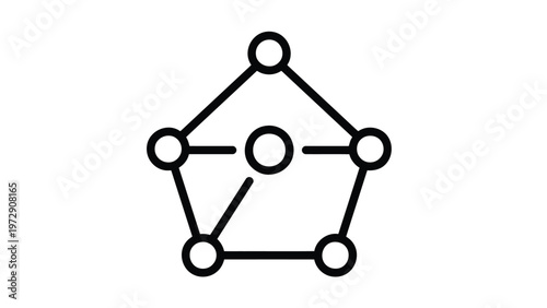 Graphical representation of a pentagonal structure with an internal node and connections Vector