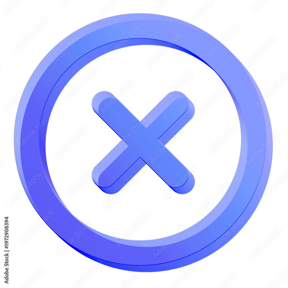 Obraz premium Close cancel delete x mark exit remove stop blue glass 3d icon 