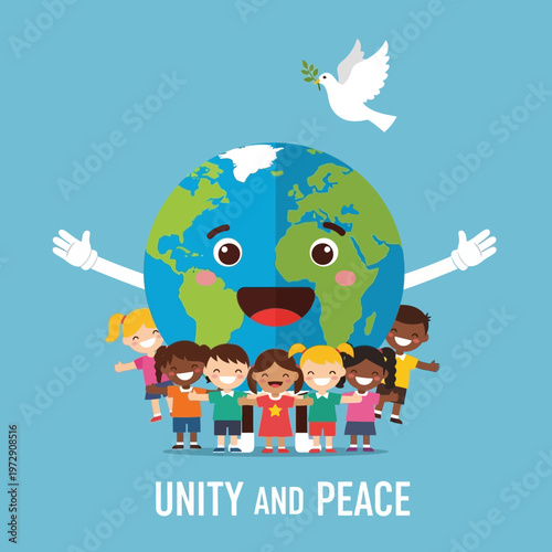 Fotografía Diverse children standing together in unity.
