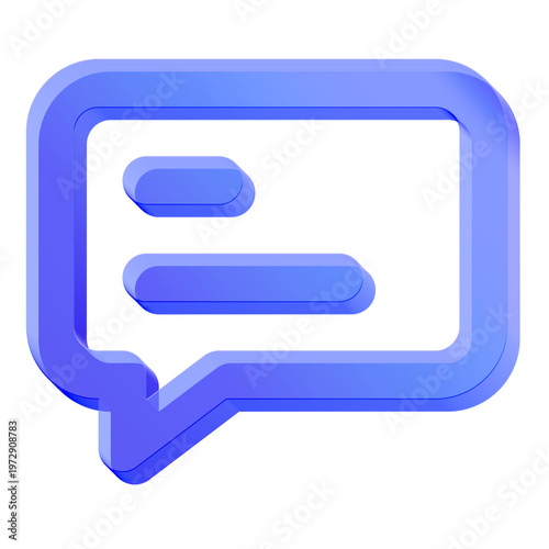 Chat message bubble conversation talk comment feedback blue glass 3d icon