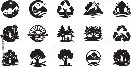 Eco Friendly Icons and Logos for Sustainable Living Concepts