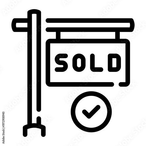 sold sign line icon