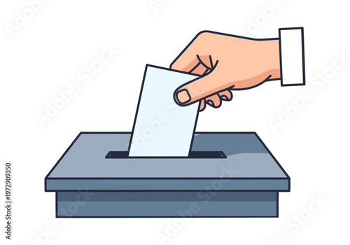 A Hand Casts Vote in the Ballot Box, Symbolizing Democracy, Elections. International Day of Democracy