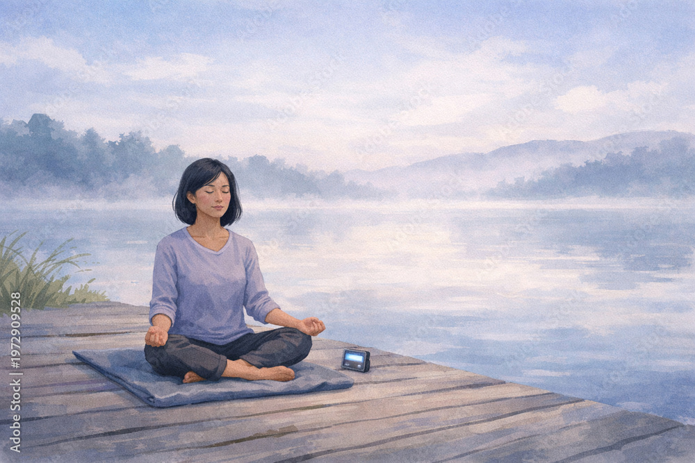 Fototapeta premium Lakeside Meditation Boardwalk
