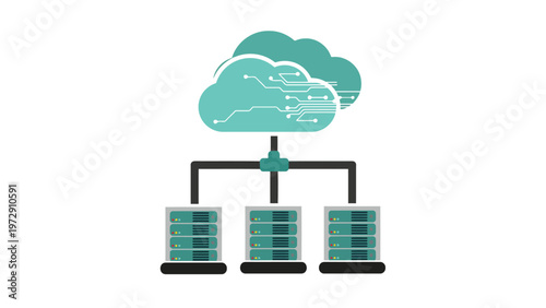 Cloud computing infrastructure connecting to multiple servers Vector