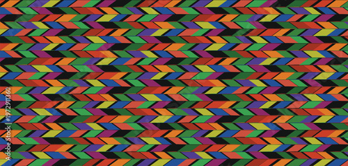 Seamless multicolor chevron herringbone arrow weave pattern vibrant tribal ethnic textile background bold colorful fabric design vector illustration boho zigzag decorative rainbow braid