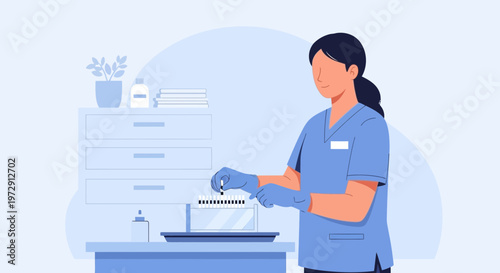 Nurse or medical professional performing a laboratory test or experiment with precision
