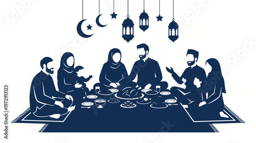 Family gathered for iftar meal.