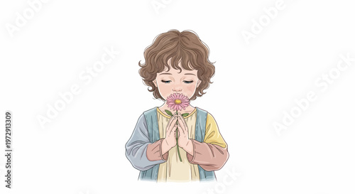 Little Girl with Hands Together Praying.