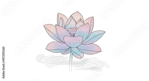 Colorful Lotus Flower Closeup View.