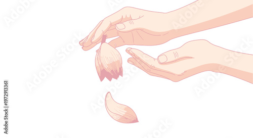 Hands holding fake nails.