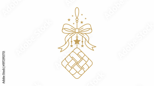 Golden gift box with ribbon bow.