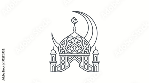 Mosque with crescent moon on top.