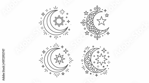 Moon phases with star designs.