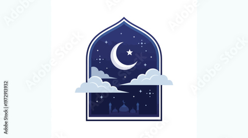 Islamic crescent moon and star symbol.