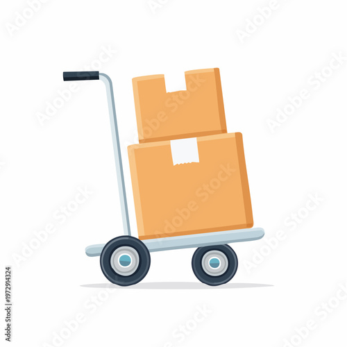 荷物運搬用の平台車・4輪台車のイラスト