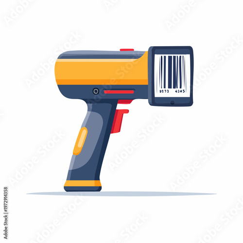 ハンディタイプのバーコードリーダーのイラスト・在庫管理DX