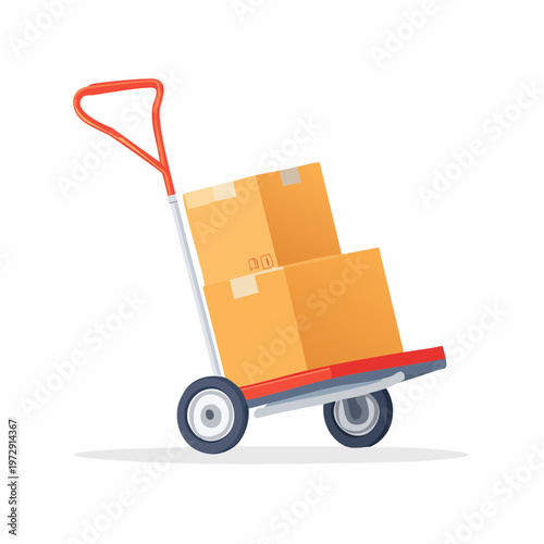 手押し台車のイラスト・物流運搬