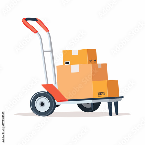 手押し台車のイラスト・物流運搬