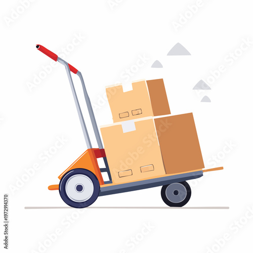 手押し台車のイラスト・物流運搬