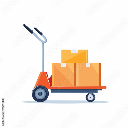 手押し台車のイラスト・物流運搬