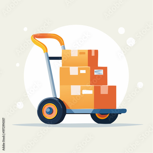 手押し台車のイラスト・物流運搬
