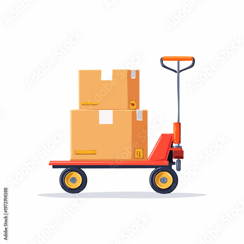 手押し台車のイラスト・物流運搬